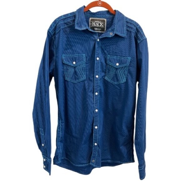 Buckle Other - Buckle Black Athletic Fit Western Snap Button Men’s Large Blue Contrast Stitch